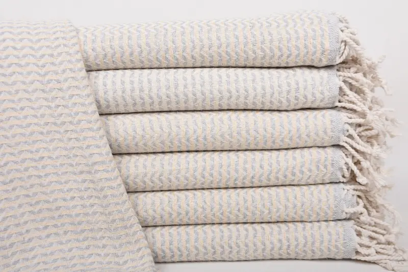 Light Gray Cotton Towel Organic, Diamond Towel, 40x71 Inches