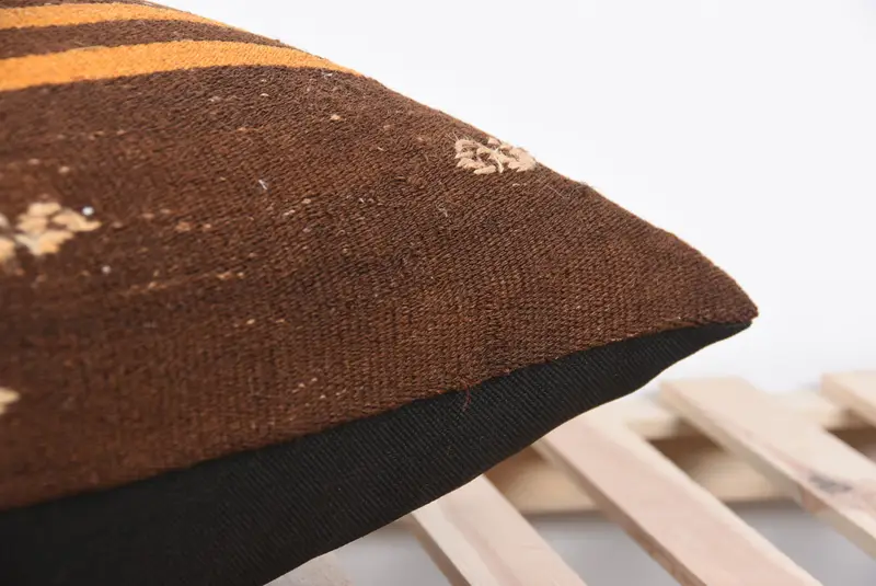 Sustainable Pillow Sham, Kilim Pillow Cover, Boho Pillow, Pillow for Couch, Cushion Case, 24x24 Brown Pillow Case, Cozy Throw Cushion - 7