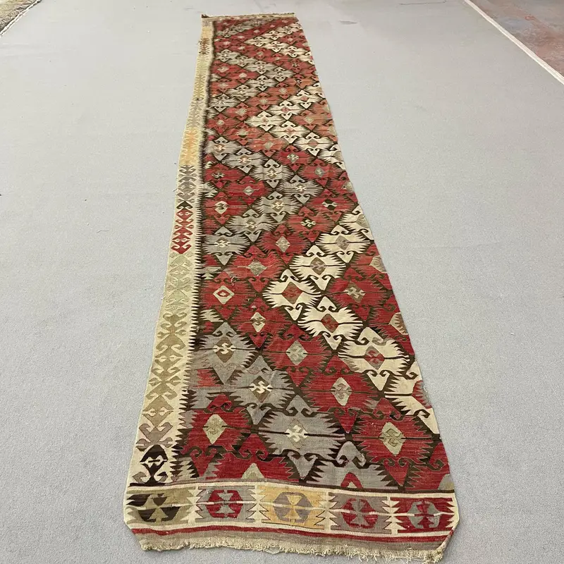 Kırmızı Ombré Halı, 2,8x15,9 ft Şık Modern Dekor