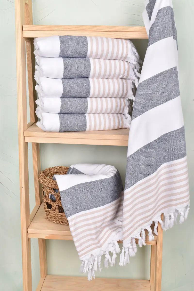 Peshtemal Towel, 68x36 Cotton Striped Terry Towel, Girl Trip Party Favor, Personalized Gifts, Scarf Towel, Bridal Gifts, Organic Turkish towel - 3