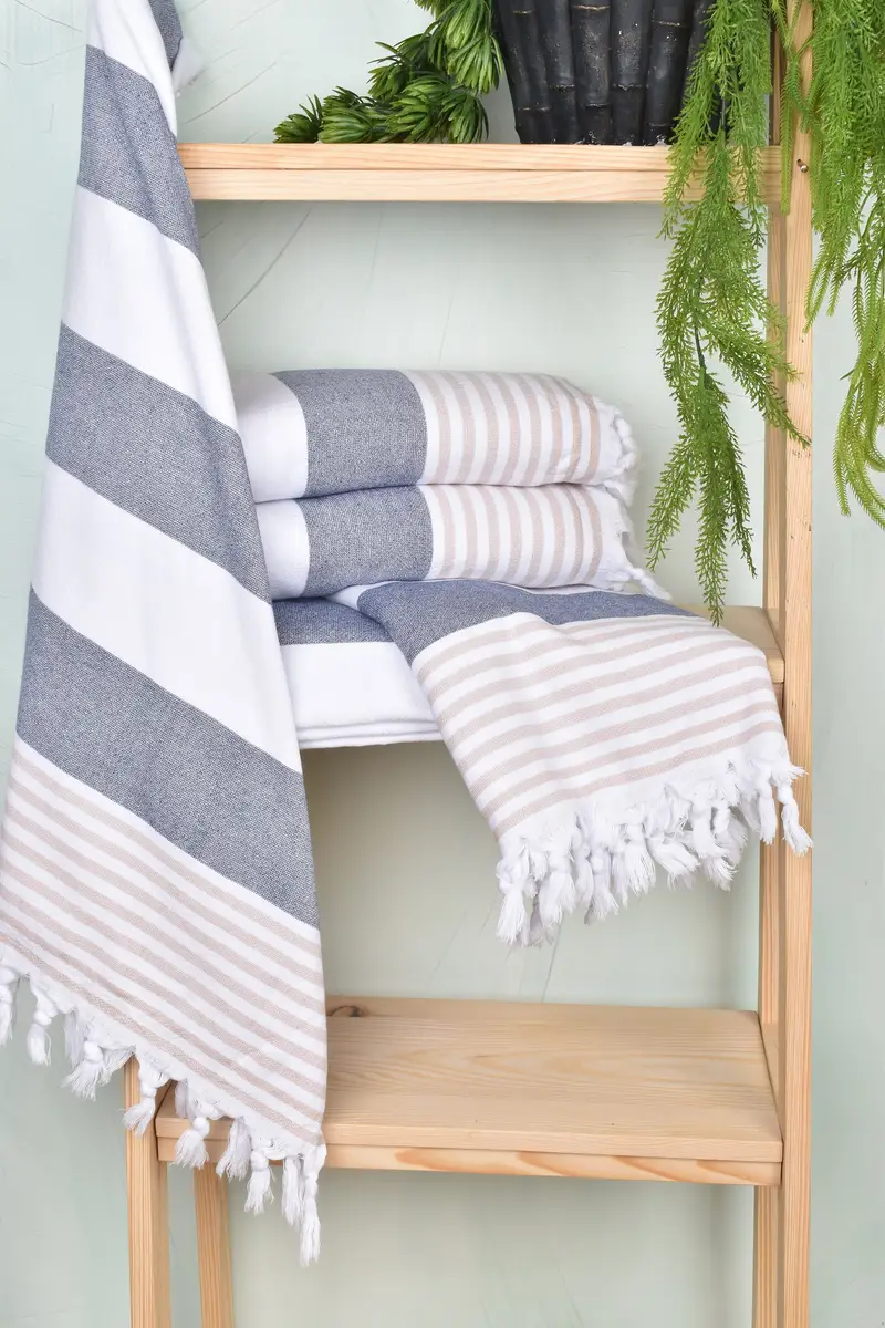 Peshtemal Towel, 68x36 Cotton Striped Terry Towel, Girl Trip Party Favor, Personalized Gifts, Scarf Towel, Bridal Gifts, Organic Turkish towel - 6