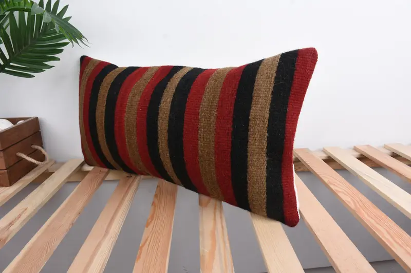 Cushion Cover, Natural Pillow Cover, Pillow for Couch, Boho Pillow, Home Decor Pillow, Vintage Throw Pillow, 12x24 Red Pillow - 5