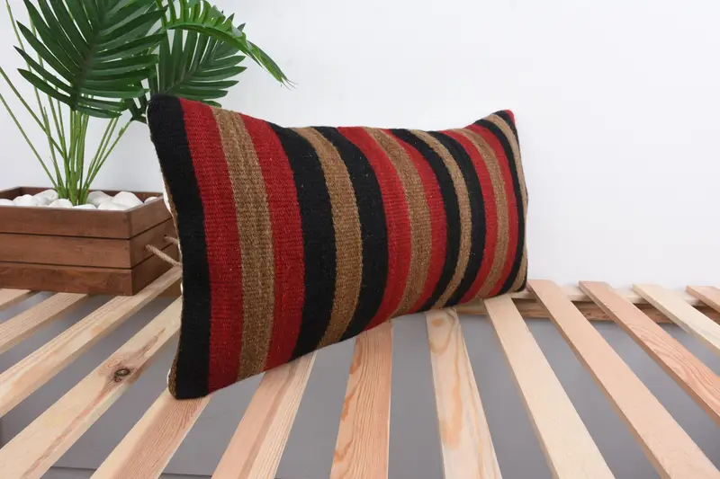 Cushion Cover, Natural Pillow Cover, Pillow for Couch, Boho Pillow, Home Decor Pillow, Vintage Throw Pillow, 12x24 Red Pillow - 4