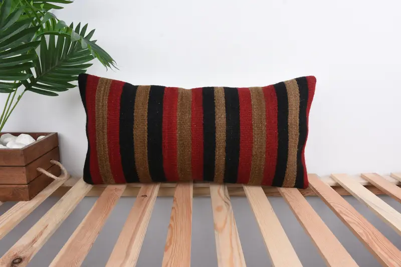 Cushion Cover, Natural Pillow Cover, Pillow for Couch, Boho Pillow, Home Decor Pillow, Vintage Throw Pillow, 12x24 Red Pillow - 1
