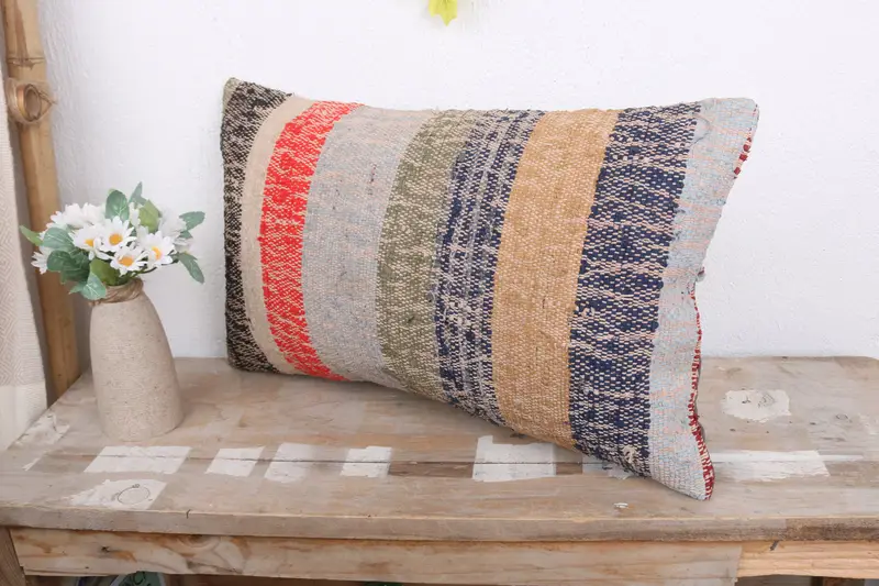 Vintage Pillow, Cotton Pillow Case, Pillow, 12x20 White Cushion, Sofa Bolster Cushion Case, Turkish Kilim Pillow, Interior Designer Pillow - 4