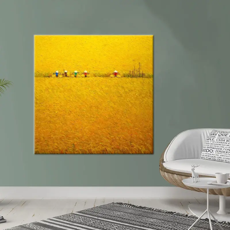 Modern Farmhouse Canvas: Rich Harvesting Season, Yellow Print