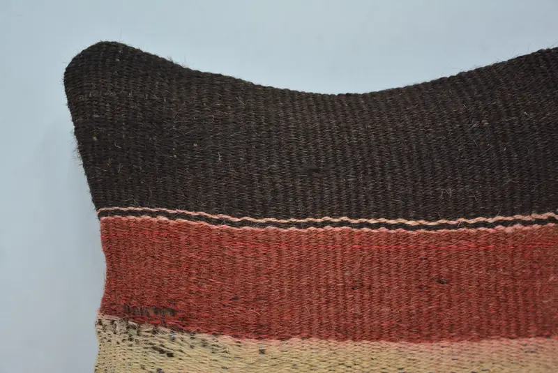 Bolster Pillow Case, Turkish Pillow, Vintage Kilim Pillow, Floor Pillow, Cushion Cover, Handmade Kilim Cushion, 14x14 Brown Pillow - 2