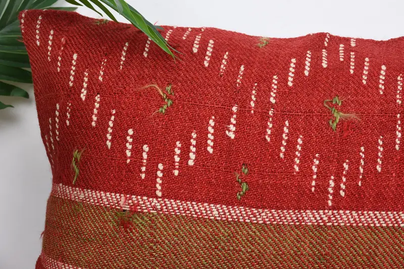 Handmade Kilim Cushion, Ethnical Kilim Rug Pillow, 16x24 Red Cushion, Kilim Pillow Cover, Pillow Cover, Garden Cushion Case - 2
