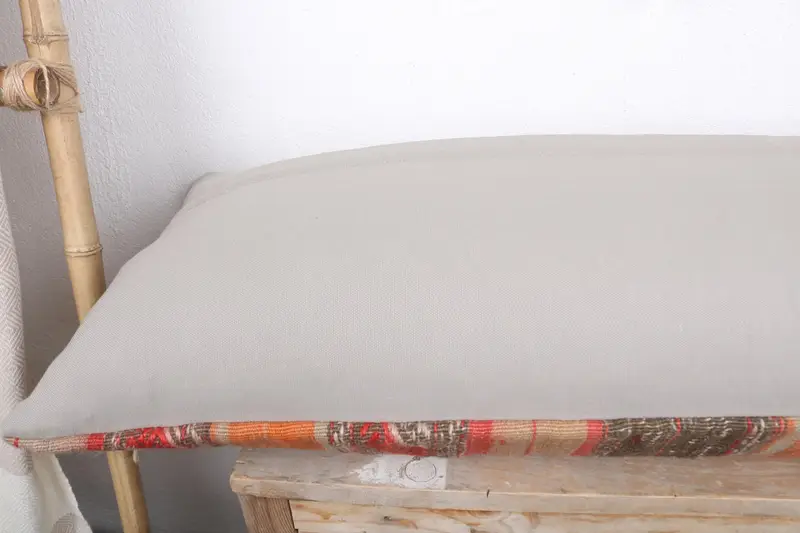 Bench Pillow, Bolster Throw Pillow Cover, Kilim Pillow, Sustainable Pillow Sham, Pillow, 16x48 Orange Pillow Sham, Gift Pillow, Turkish Kilim Pillow - 6