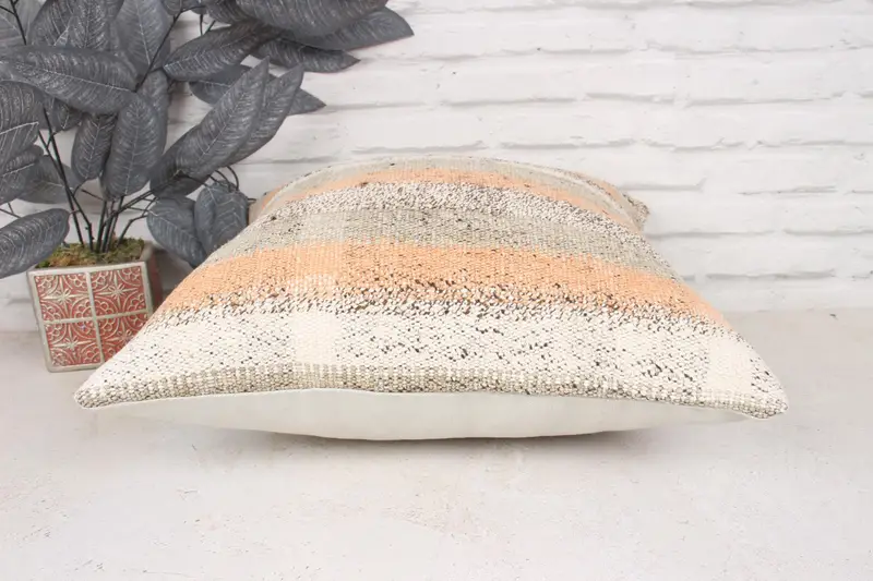 Boho Throw Pillow, 18x18 Orange Cushion Case, Pillow for Sofa, Pillow Sham, Handmade Kilim Cushion, Home Decor Pillow, Bed Pillow Cover - 5