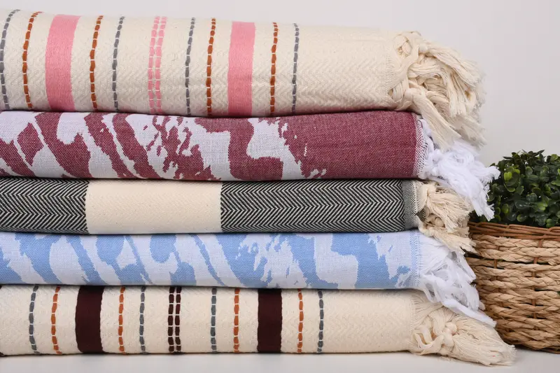 Turkish Towel Blanket, Wedding Gift Ideas, Shower Curtain, Woven Throw Blanket, Bachelorette Gifts, 80x60 Cotton Set of 5 Towel, Throw Blanket Couch - 3