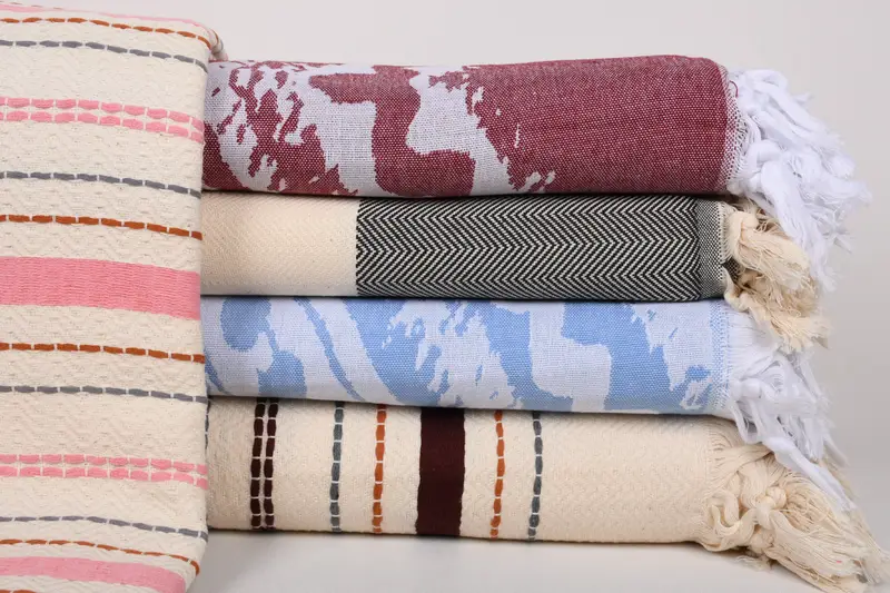 Turkish Towel Blanket, Wedding Gift Ideas, Shower Curtain, Woven Throw Blanket, Bachelorette Gifts, 80x60 Cotton Set of 5 Towel, Throw Blanket Couch - 1