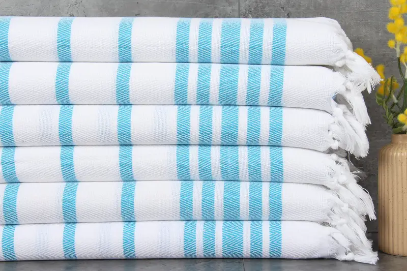 Turkish Hand Towel Turquoise Chevron, Kitchen Towel, 24x36 Inches