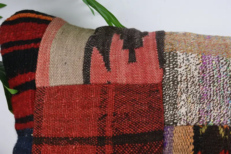 Vintage Pillow, Handmade Kilim Cushion, Ethnical Kilim Rug Pillow, Kilim Rug Pillow Sham, Cotton Cushion Cover, 16x36 Red Cushion Case, Cushion Case - 2