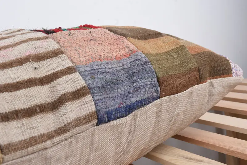 Vintage Pillow, Handmade Kilim Cushion, Ethnical Kilim Rug Pillow, Kilim Rug Pillow Sham, Cotton Cushion Cover, 16x36 Red Cushion Case, Cushion Case - 7