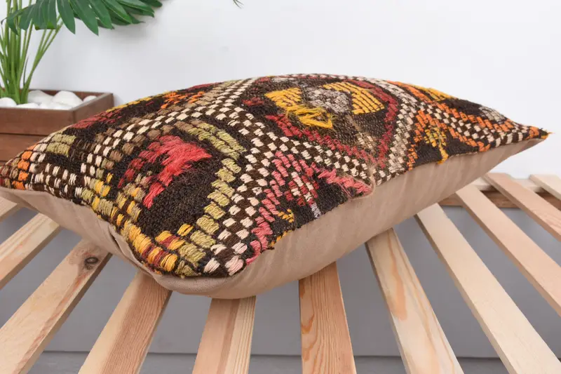 Pillow for Sofa, Pillow Cover, Floor Cushion, 16x24 Red Pillow, Luxury Pillow, Sofa Pillow Sham, Turkish Kilim Pillow, Vintage Pillow - 6