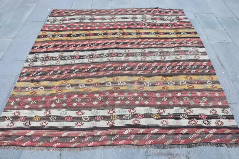 Alfombra persa roja, decoración elegante de 6,5x6,9 pies