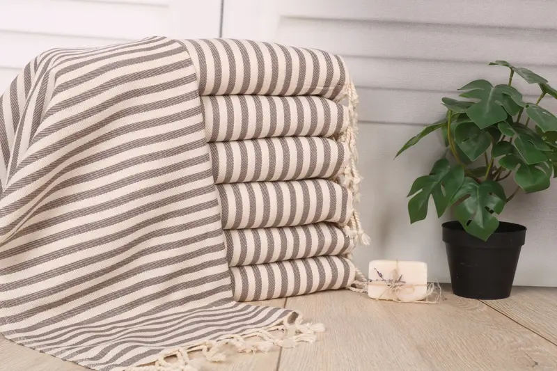 Gym Towel, Gift For Coworker, Kitchen Towel, Gift For Her, Monogrammed Hand Towel, 40x18 Cotton Striped Towel, Bridesmaid Gifts, Beach Wedding Favor - 1