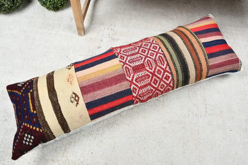 16x48 Blue Pillow Case, Pillow Case, Boho Pillow Sham Cover, Sofa Bolster Pillow Case, Kilim Pillow Cover, Pillow for Sofa, Bench Pillow Case - 8