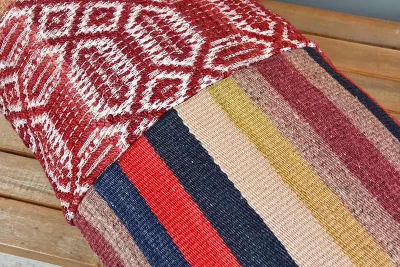 16x48 Blue Pillow Case, Pillow Case, Boho Pillow Sham Cover, Sofa Bolster Pillow Case, Kilim Pillow Cover, Pillow for Sofa, Bench Pillow Case - 4