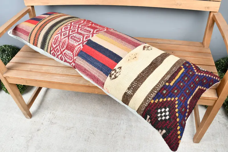 16x48 Blue Pillow Case, Pillow Case, Boho Pillow Sham Cover, Sofa Bolster Pillow Case, Kilim Pillow Cover, Pillow for Sofa, Bench Pillow Case - 2
