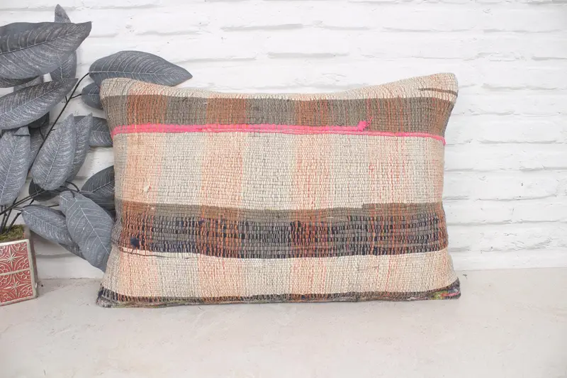 Southwestern Cushion Case, Throw Kilim Pillow, Office Chair Cushion Case, Pillow for Sofa, Turkish Pillow, Pillow Cover, 16x24 Beige Cushion Case - 1