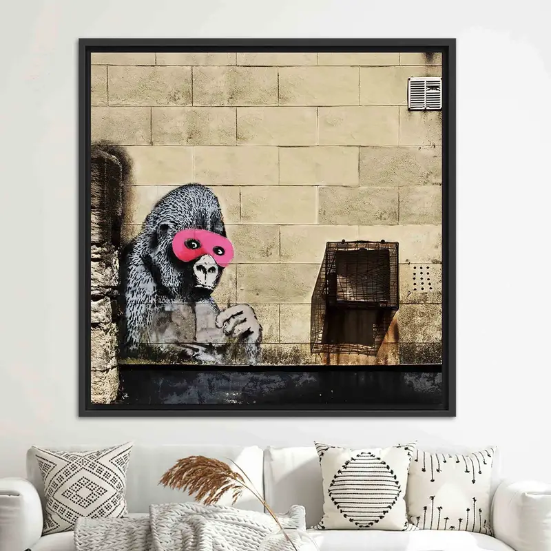 エレガントなバンクシー ゴリラ グラフィティ プリント キャンバス アート