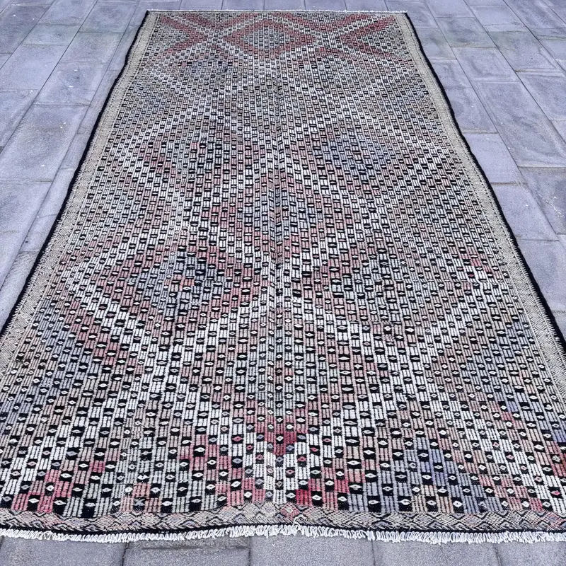 Orange & Beige Patchwork Rug, 6.2x12 ft Elegant Decor