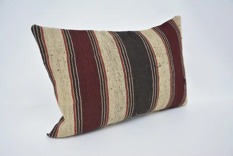 Accent Throw Cushion Case, Turkish Pillow, Vintage Kilim Pillow, Pillow Sham, Knitted Pillow, 16x24 Beige Pillow Sham, Interior Designer Pillow - 3
