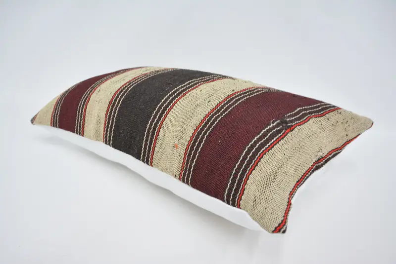 Accent Throw Cushion Case, Turkish Pillow, Vintage Kilim Pillow, Pillow Sham, Knitted Pillow, 16x24 Beige Pillow Sham, Interior Designer Pillow - 6
