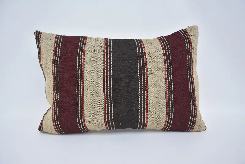 Accent Throw Cushion Case, Turkish Pillow, Vintage Kilim Pillow, Pillow Sham, Knitted Pillow, 16x24 Beige Pillow Sham, Interior Designer Pillow - 1