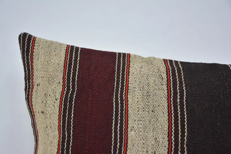 Accent Throw Cushion Case, Turkish Pillow, Vintage Kilim Pillow, Pillow Sham, Knitted Pillow, 16x24 Beige Pillow Sham, Interior Designer Pillow - 2