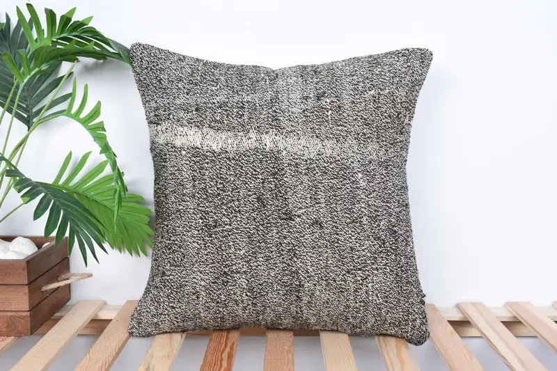 20x20 Brown Pillow, Luxury Cushion Case, Vintage Kilim Throw Pillow, Cushion, Office Chair Cushion Case, Boho Pillow, Gift Pillow - 1
