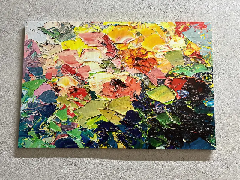 鮮やかな抽象花キャンバス プリント - 現代アート