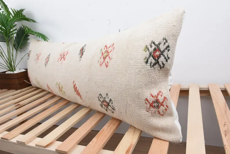 Antique Pillows, Home Decor Pillow, Boho Chic Pillow Case, 16x48 White Cushion Case, Throw Kilim Pillow, Square Throw Cushion Cover, Cushion Cover - 5
