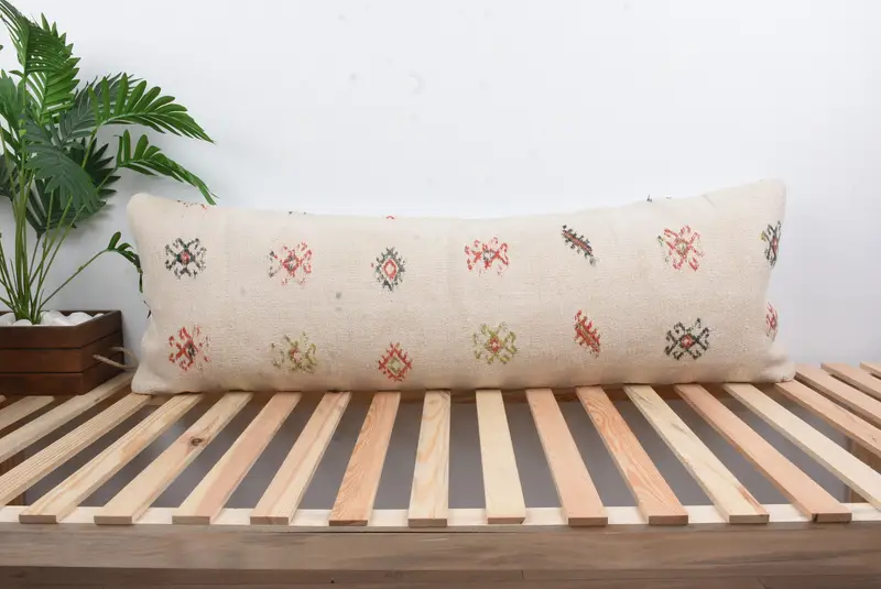 Antique Pillows, Home Decor Pillow, Boho Chic Pillow Case, 16x48 White Cushion Case, Throw Kilim Pillow, Square Throw Cushion Cover, Cushion Cover - 1