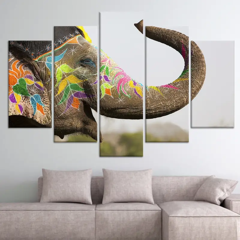 Eleganter Leinwanddruck „Safari Elephant Festival“ – Jaipur Vibes