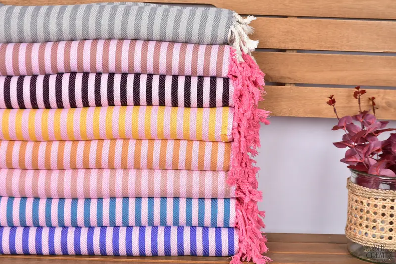 Monogram Turkish Towel, Turkish Towel Set, 70x40 Cotton Striped Towel, Bridal Party Gifts, Wedding Gift, Housewarming Gift, Custom Beach Towels - 1
