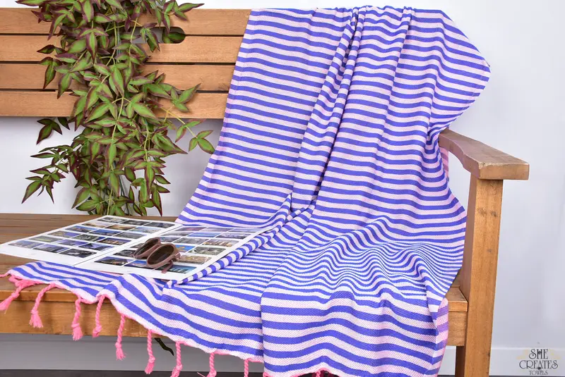 Monogram Turkish Towel, Turkish Towel Set, 70x40 Cotton Striped Towel, Bridal Party Gifts, Wedding Gift, Housewarming Gift, Custom Beach Towels - 3