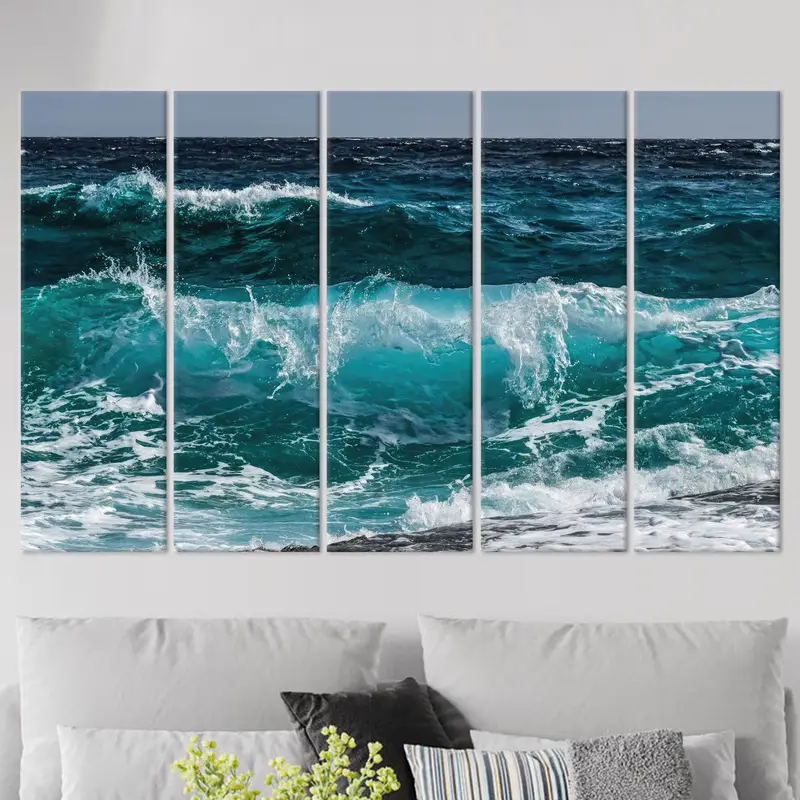 Sea Waves Wall Art, Sea Canvas, Ocean Wall Decor, Coastal Wall Art, Farmhouse Wall Art, Seascape, Sea Landscape Print, Canvas Wall Art, - 4