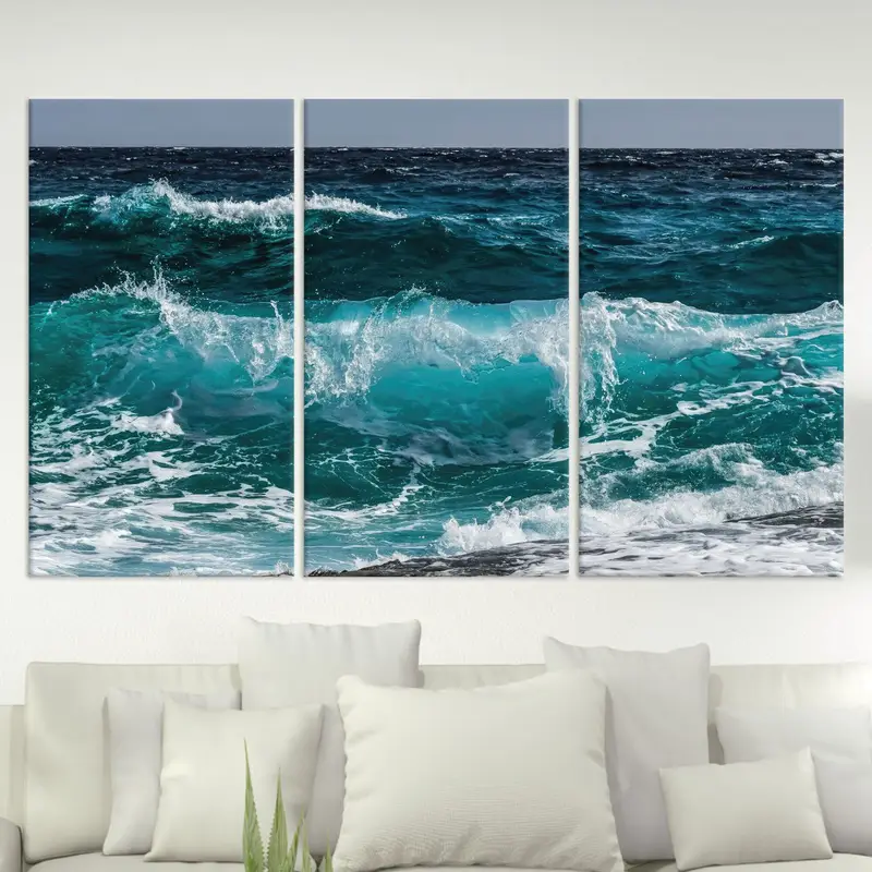 Sea Waves Wall Art, Sea Canvas, Ocean Wall Decor, Coastal Wall Art, Farmhouse Wall Art, Seascape, Sea Landscape Print, Canvas Wall Art, - 2