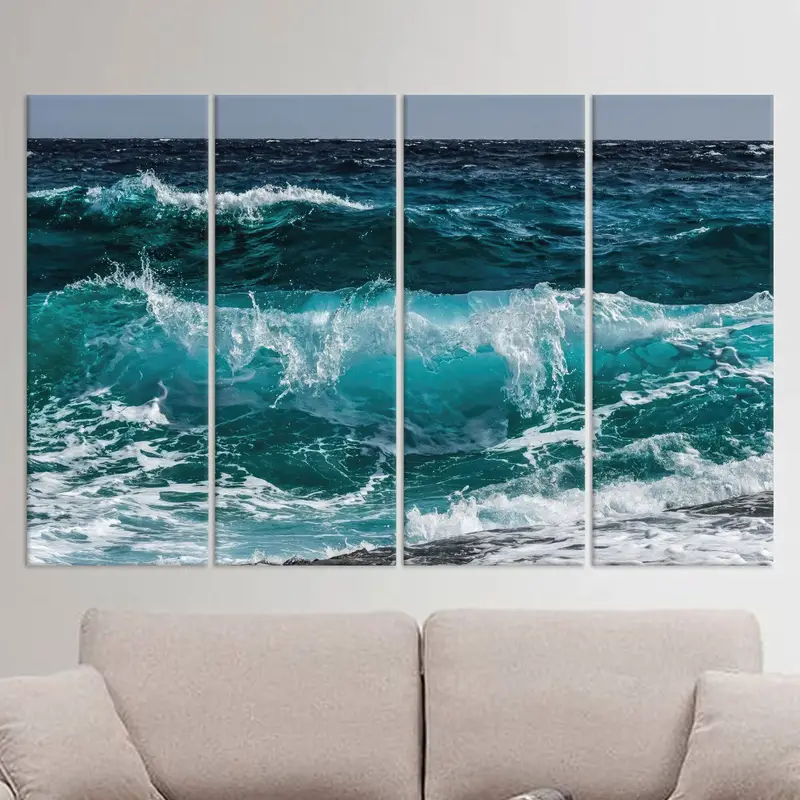 Sea Waves Wall Art, Sea Canvas, Ocean Wall Decor, Coastal Wall Art, Farmhouse Wall Art, Seascape, Sea Landscape Print, Canvas Wall Art, - 3