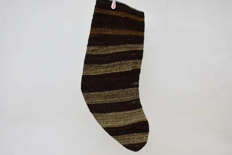 Kahverengi ve Bej Noel Süsleri Çorabı, 15.7 İnç Şenlik Çorabı