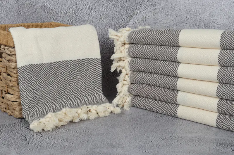 Bath towel, Guest Towel, Handwoven organic Turkish towel for spa, 70x40 Cotton Diamond Towel, Unique Gift, Best Friend Gift, Custom Wedding Gifts - 3