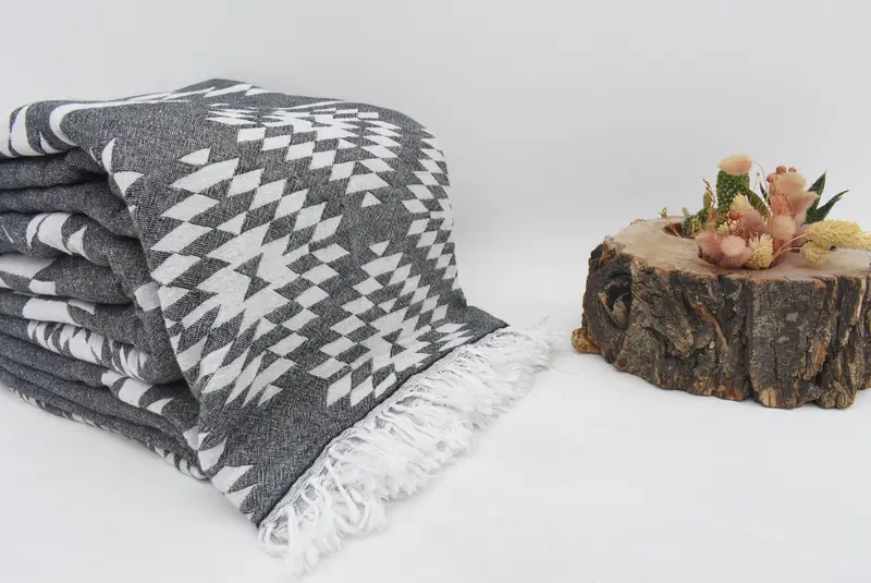 Hauswarming Geschenk, Boho -Wurfdecke, Wurfdecke Couch, Strand Hochzeitsbevorzugung, Familiengeschenkkorb, 84x56 Baumwollkilim -Handtuch, Weihnachtsgeschenk -Tags - 3