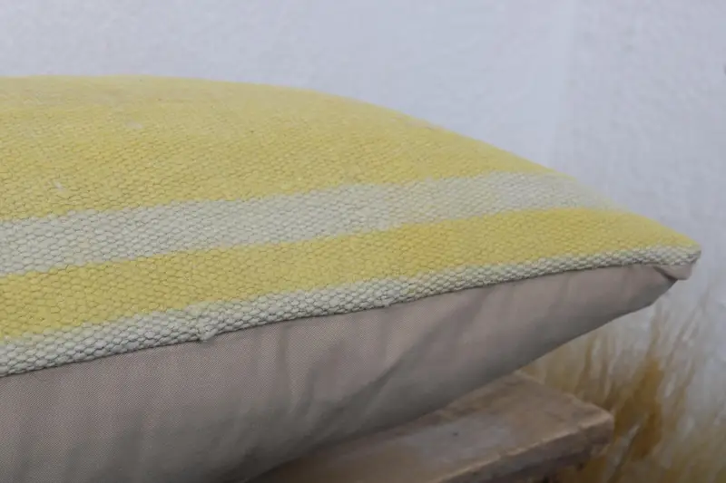 Turkish Bench Pillow, Kilim Pillow Cover, Gift Pillow, Knitted Cushion Cover, 12x24 Yellow Cushion Cover, Ethnical Kilim Rug Pillow, Pillow Cover - 6