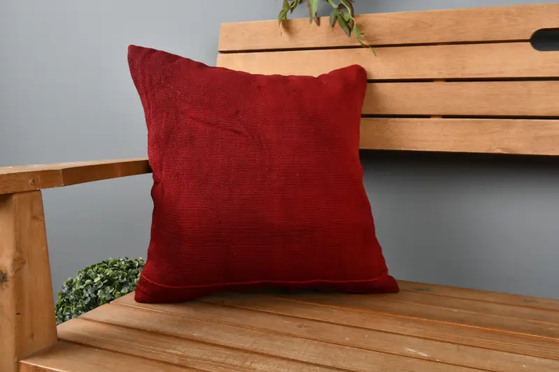 Throw Kilim Pillow, Vintage Throw Pillow Cover, Pillow for Couch, 16x16 Red Cushion Cover, Pillow Case, Kilim Rug Cushion, Kilim Cushion Sham - 1
