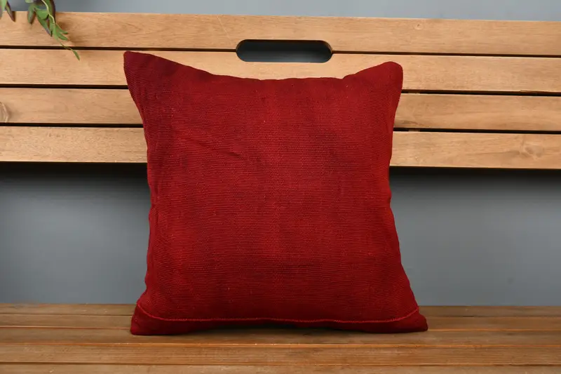 Throw Kilim Pillow, Vintage Throw Pillow Cover, Pillow for Couch, 16x16 Red Cushion Cover, Pillow Case, Kilim Rug Cushion, Kilim Cushion Sham - 6