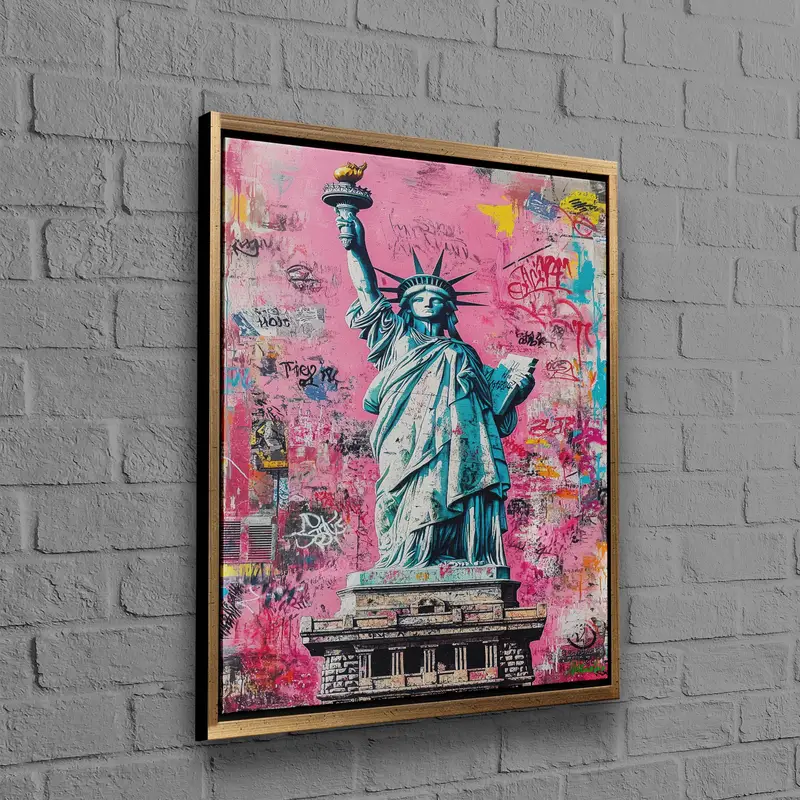 Tuval Baskı Moderni Pembe Soyut Kadın Barış Heykeli Heykel