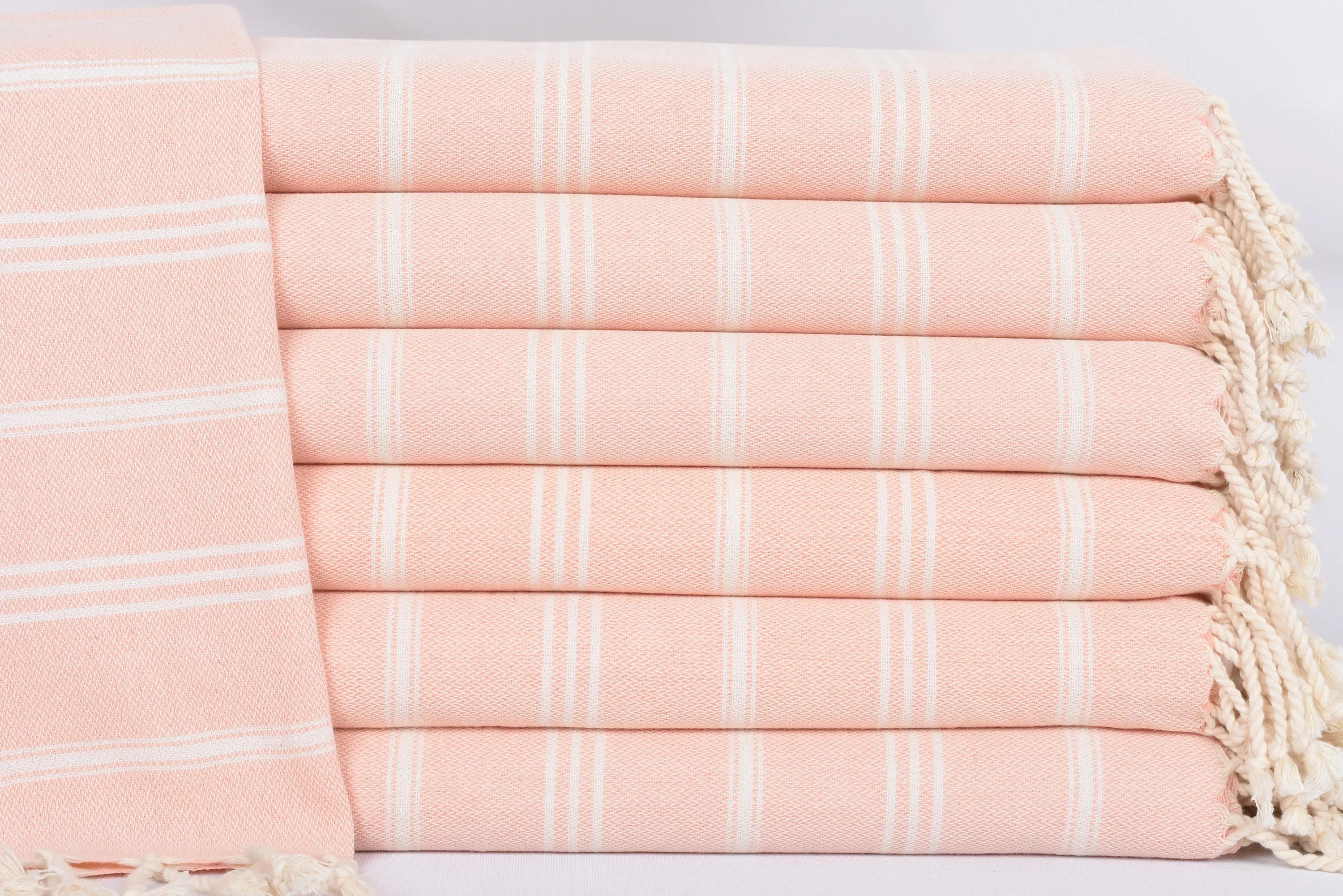 Summer Towel Coral Striped Tea Towel, 40x24 Inches, Organic Cotton - 1